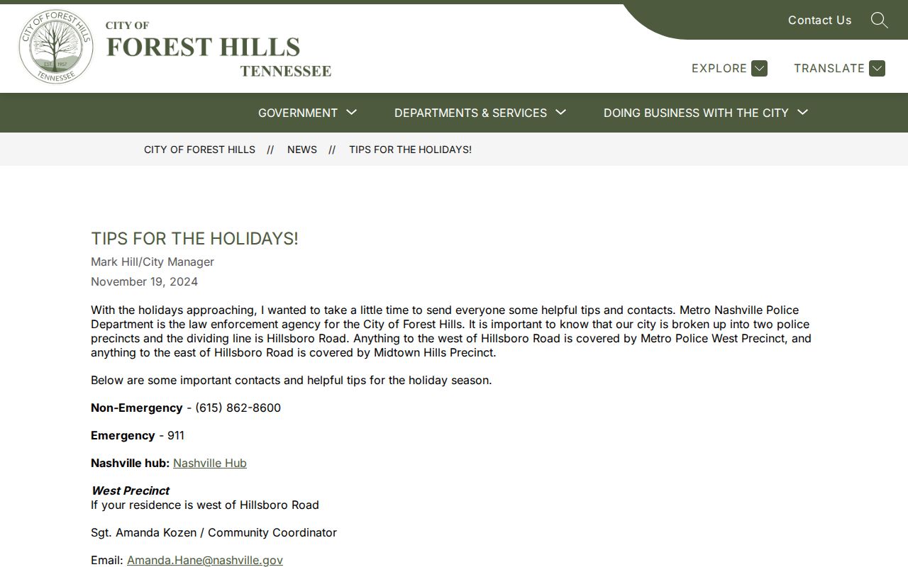 Forest Hills recent arrest MNPD West and Midtown Hills precinct coverage